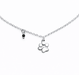 Bransoletka srebrna pozłacana z łapką i czarną cyrkonią