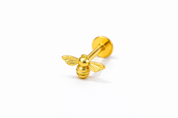 Kolczyk pozłacany pszczoła - piercing sogold