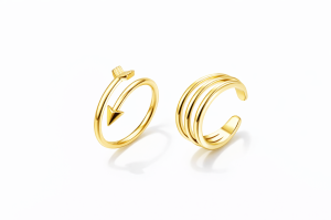 Zestaw pierścionków na palec u stopy - strzała i prosty sogold