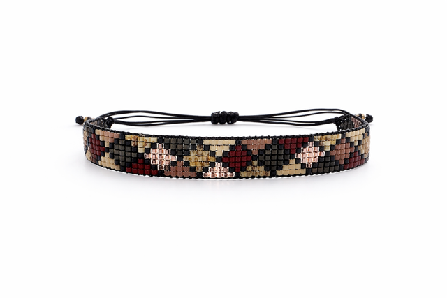 Bransoletka z kolorowych koralików - Boho brązowa sogold