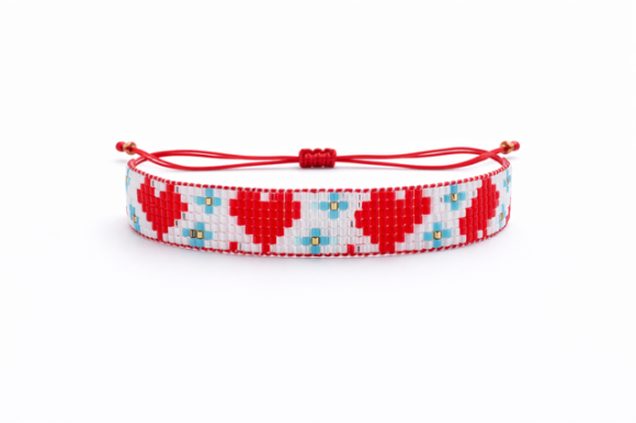 Bransoletka z kolorowych koralików - Boho serca