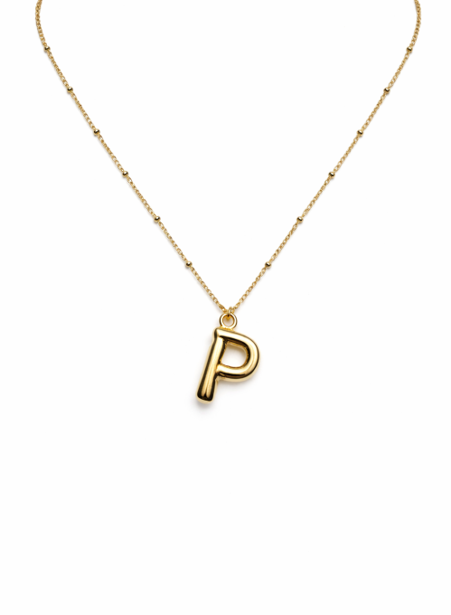 Naszyjnik pozłacany z dużą literką - P sogold