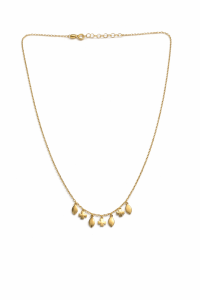 Naszyjnik srebrny pozłacany z koniczynami i kroplami sogold