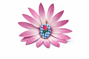 Zawieszka pozłacana Mini art - Kwiaty i kratka