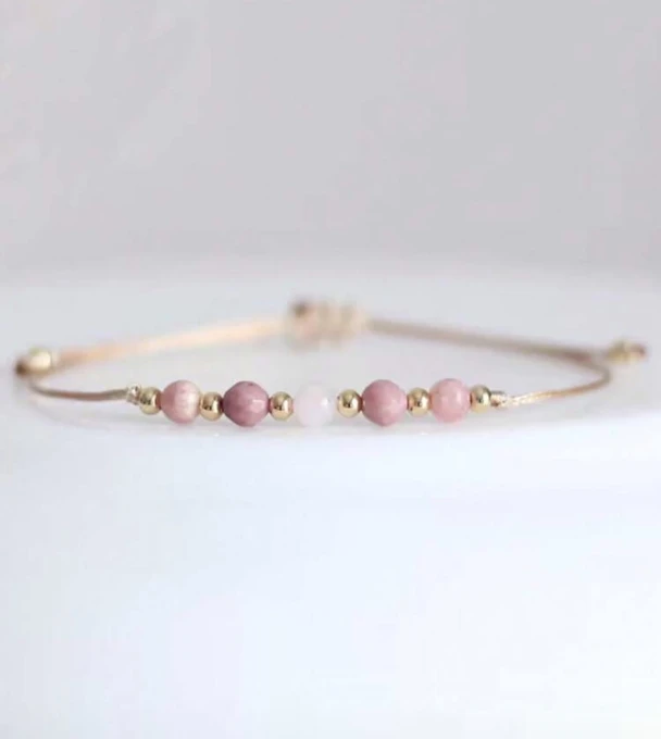 bransoletka kwarc różowy rodonit self love kamienie naturalne sogold
