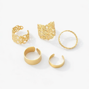 Zestaw pięciu pierścionków na palec u stopy - ażurowe wzory