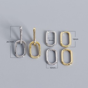 Kolczyki srebrne pozłacane - geometryczne sogold