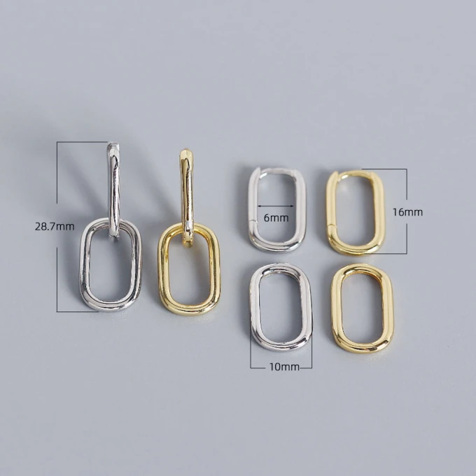 Kolczyki srebrne pozłacane - geometryczne sogold