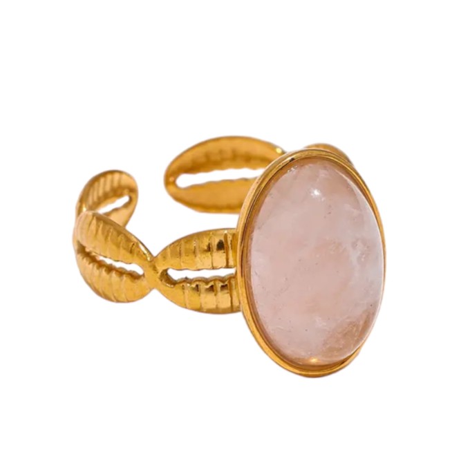 Pierścionek pozłacany z różowym kamieniem SOGOLD