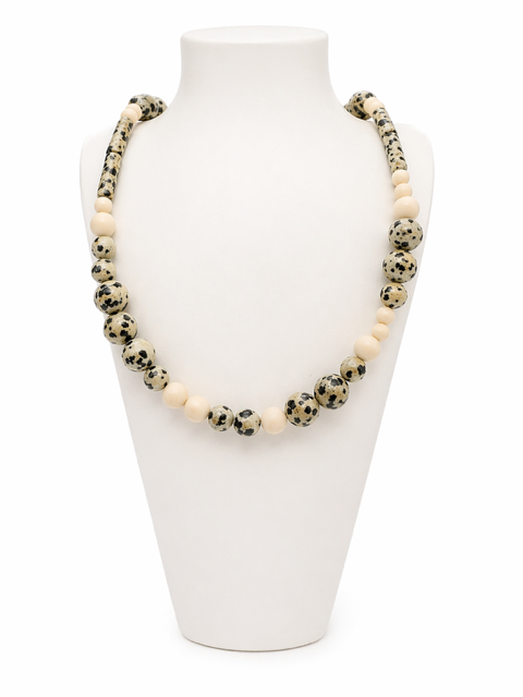 Naszyjnik z kamieniami naturalnymi jaspis dalmatyński - choker sogold