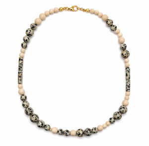 Naszyjnik z kamieniami naturalnymi jaspis dalmatyński - choker sogold