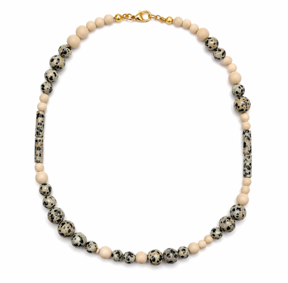 Naszyjnik z kamieniami naturalnymi jaspis dalmatyński - choker sogold