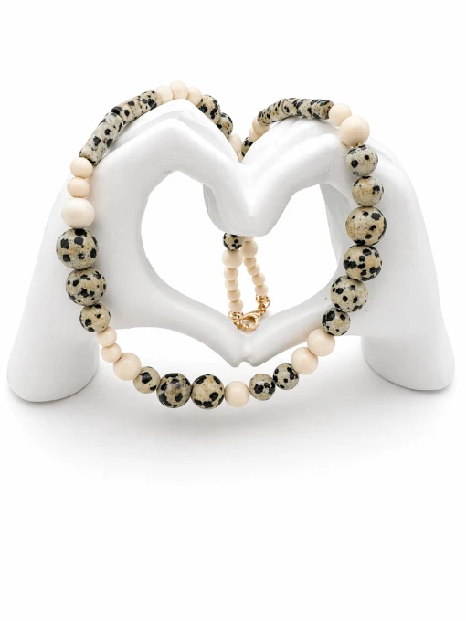 Naszyjnik z kamieniami naturalnymi jaspis dalmatyński - choker sogold