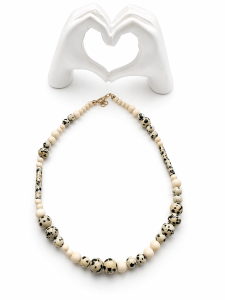 Naszyjnik z kamieniami naturalnymi jaspis dalmatyński - choker sogold